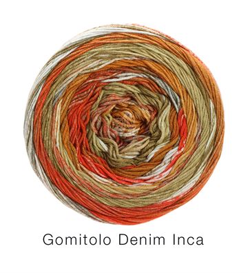 Gomitolo DENIM INCA - 158 - orangebrun/gyldenbrun/natur/grå/hvid/nougat/beige/nøddebrun